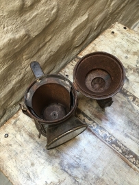 Prachtige oude metalen spoorweglamp scheepslamp india omgebouwd tot kandelaar lantaarn
