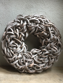 Grote Coco cut wreath 55 cm grey wash washed vergrijsd krul landelijk grijs