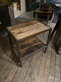 Vintage metalen houten tafeltje tafel Sidetable landelijk stoer industrieel