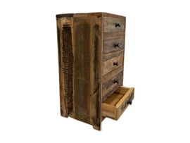 Oud houten kastje vergrijsd doorleefd hout ladenkastje ladekastje laatjes kast A4 naturel no colour