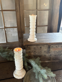 Stoere imperfecte kandelaar kandelaars theelicht stomp POMAX Azahara klei wit white white-off