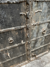 Originele oude vergrijsd houten dubbele deur poort wandpaneel decoratie paneel landelijk industrieel stoer deurkozijn antiek