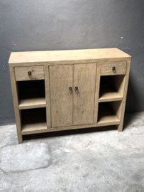 Landelijke licht houten kast 120 x 40 x H90 cm wastafelmeubel badkamermeubel sidetable kast deurtjes lades schap landelijk stoer