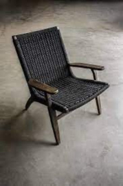Mooie houten stoel met zwarte zitting Benin hoffz stoelen fauteuil lounge