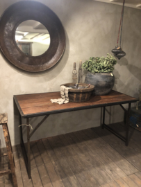 Oude landelijke industriële eettafel klaptafel werkbank werktafel 160 x 80 cm oud vintage stoer