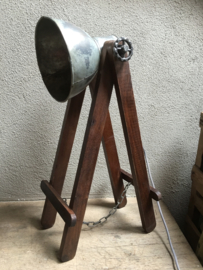 Vintage industriële lamp tafellamp Burolamp bureaulamp landelijk middel industrieel hout metaal zink zinken