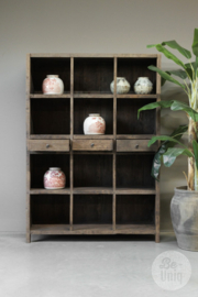 Grote stoere truckwood railway houten kast boekenkast schap rek servieskast landelijk stoer industrieel H200 x B143 x D45 cm