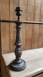 Stoere grijs  vergrijsd antraciet grijs zwart houten balusterlamp tafellamp lamp 38 cm tafellamp landelijk stoer robuust