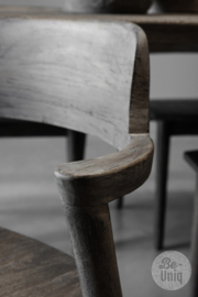 Vergrijsd teak houten stoel armstoel stoelen eetkamerstoelen met armleuning landelijk modern strak rond