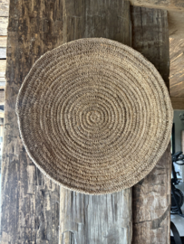 Prachtig groot rond vergrijsd rotan rieten wandbord boho 60 cm dienblad wandpaneel wanddecoratie wandschaal schaal
