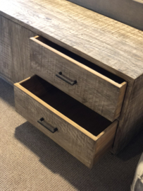 Houten sidetable sideboard kast tvmeubel dressoir 160 televisie kast ladekast landelijk stoer grijs metaal hout 160 x 45 x H60 cm