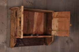 Truckwood oud houten wandkastje 2 deurs landelijk stoer hout 61 x 20 x H51 cm