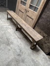 Hele gave oude vergrijsd houten bank landelijk stoer 212 cm