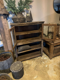 Oude houten kast vitrinekast keukenkast glaskast servies landelijk 129 x 100 x 49 cm