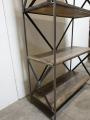 Metalen grote kast wandkast boekenkast legplanken schap rek industrieel 198 x 96 x 40 cm grijs hout metaal