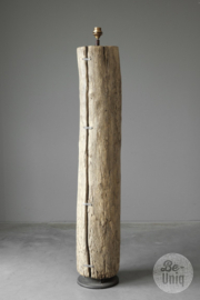 Hele gave robuuste houten lamp vloerlamp staande lamp boomstam biels rond stronk H145-150 cm landelijk stoer