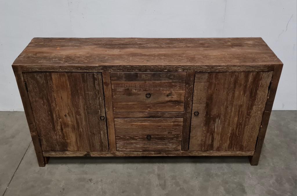 Old wood Stoer truckwood houten televisiekast televisiemeubel tv kast deurtjes en lades dressoir landelijk stoer industrieel 160 x 40 x 85 cm