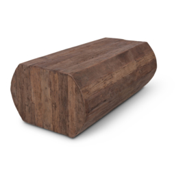 Stoere vergrijsd houten salontafel teakhouten teakhout hout 110 x 60 cm sokkel zuil kolom landelijk stoer industrieel