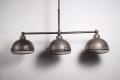 Stoere industriele hanglamp lamp korf stallamp korflamp fabriekslamp met 3 kappen staallamp  industrieel grijs grijze metaal metalen landelijk zink staal metaal grijs