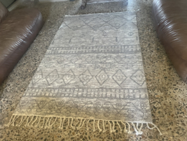 Prachtig grijs beige wollen kelim carpet tapijt HOFFZ 250 x 150 cm 100% wol