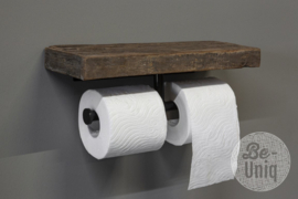 Oud Railway truckwood houten toiletrolhouder  handdoekrek met wandplank  toiletrollen landelijk stoer industrieel