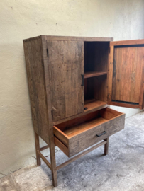Grote 2 deurs deuren 1 lade la  kast 158 x 90 x 45 cm  railway truckwood houten kast linnenkast keukenkast planken legplanken industrieel stoer landelijk SEP