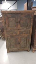 Origineel oud houten kastje 155 x 92 x 48 cm antiek kast keukenkast landelijk stoer vintage