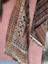 Prachtig orgineel oud tapijt carpet kleed plaid Hoffz vintage sober landelijk