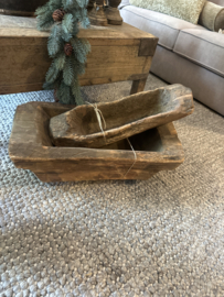 Oude grote houten trog bak 58 x 27 x 20 cm schaal landelijk stoer plank hout dienblad