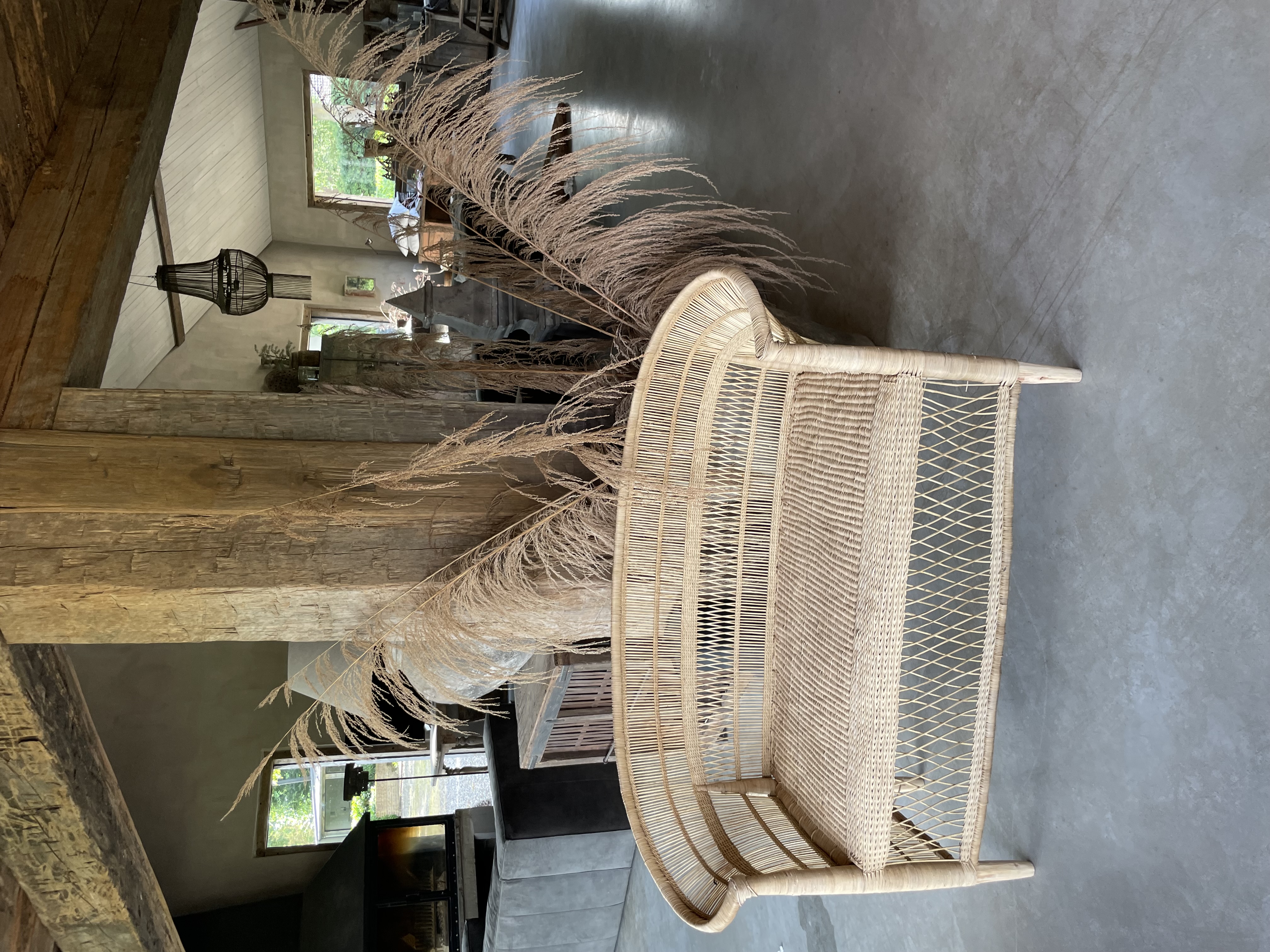 Prachtige naturel rotan rieten bank bankje stoel Malawi cane love Seat chair fauteuil lounge natural landelijk sober Ibiza