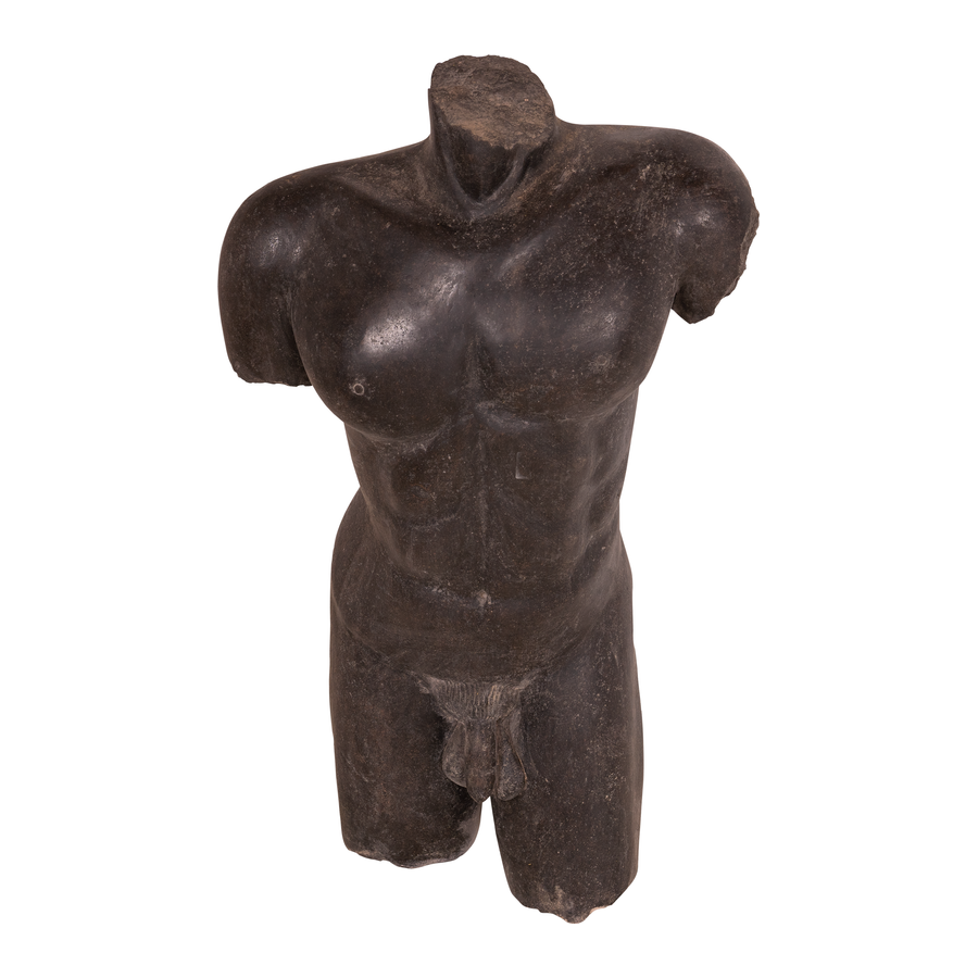 Groot stenen man torso mannelijk buste 90 cm bruin