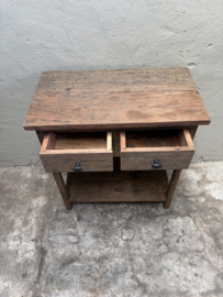 vergrijsd oud houten bijzettafeltje ladekastje SEP ladekastjes kastjes tafel tafeltje halkastje landelijk bijzettafel bijzettafeltje