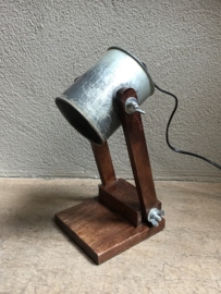 Vintage industriële lamp wandlamp bedlamp bedlampje tafellamp Burolamp industrieel bureaulamp landelijk industrieel hout metaal zink zinken