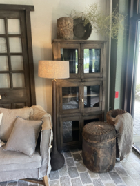 Stoere bruine houten balusterlamp vloerlamp 125 cm tafellamp landelijk stoer robuust umber