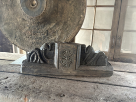 Grote oude houten kandelaar poer blokkandelaar ornament raamdecoratie landelijk stoer 72 cm