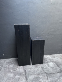 Zwart Houten zuil, oud hout 35x35x120