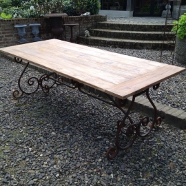 Smeedijzeren tafel onderstel krul 270x80 cm tafelonderstel