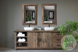 Stoer oud vergrijsd truckwood railway dressoir 220 x 45 x H81 cm televisiemeubel televisiekast badkamermeubel stoer landelijk industrieel Krakau SEP