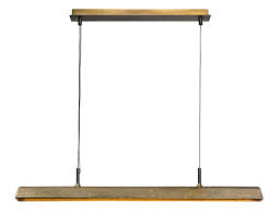 Frezoli Stretto LED prachtige lange smalle hanglamp 122 cm aluminium messing