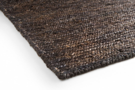 Groot vlakgewoven 100 % hennep vloerkleed kleed carpet karpet charcoal 250 x 350 cm