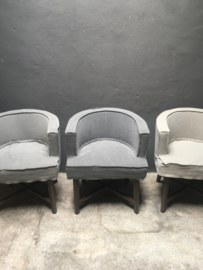 Prachtige linnen stoel stoelen eetkamerstoelen linnen grijs of taupe model Kaatje Caatje ( lijkt op Dirk Dirkje )  fauteuil landelijk stoer robuust sober losse hoes