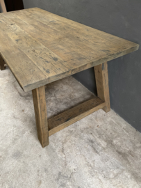 Stoere massief eiken houten tafel 200 X 90 X H78cm eettafel boerentafel stoer landelijk industrieel