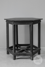Oud zwart houten tafel tafeltje bijzettafel bijzettafeltje wijntafeltje salontafel origineel landelijk stoer