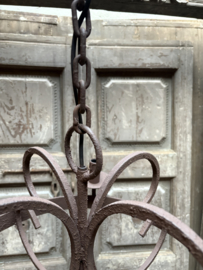 Garib  4 - arms kroonluchter metalen lamp hanglamp vergrijsd bruin landelijk stoer