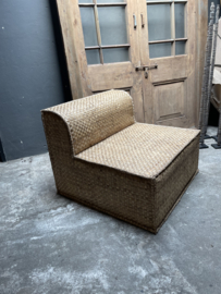 Rieten fauteuil gevlochten  palmbladeren lounge longchair Ibiza landelijk stoer boho