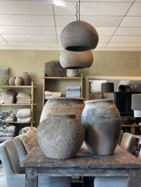 Prachtige organische hanglamp lamp Celmiros grey beige grijs landelijk sober stoer
