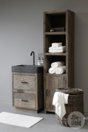 Oud vergrijsd truckwood railway houten Badkamermeubel inclusief hardstenen wasbak wastafelmeubel kast toiletmeubel wastafel 60 cm badkamer badmeubel SEP