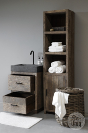 Oud vergrijsd truckwood railway houten Badkamermeubel inclusief hardstenen wasbak wastafelmeubel kast toiletmeubel wastafel 60 cm badkamer badmeubel SEP