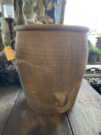 Grijze pot 30cm hoog grijs potje nr2 oude stenen kruik bloempot landelijk stoer