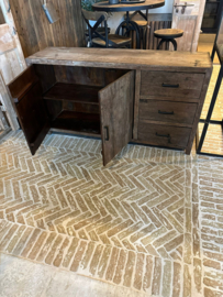 Oud vergrijsd truckwood railway houten dressoir kast ladenkast Sidetable landelijk stoer industrieel 150 x 80 x 40 cm SEP
